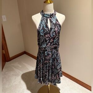 Altar'd State Black and Blue Floral Mini Dress